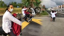 Seram tengok bapa enjoy buat aksi wheelie bawa anak perempuan, netizen seru PDRM buat kerja