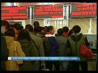 148 juta tiket keretapi dijual sempena festival China