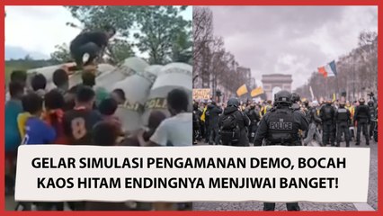 Gelar Simulasi Pengamanan Demo, Bocah Kaos Hitam Endingnya Menjiwai Banget!