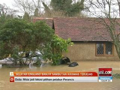 Selatan England banjir sambutan Krismas terjejas