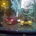 Bicycle Courier Almost Crushed by Truck