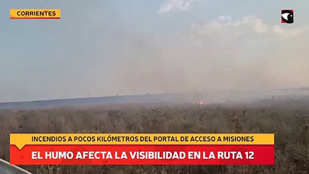 El humo afecta la visibilidad en la Ruta 12