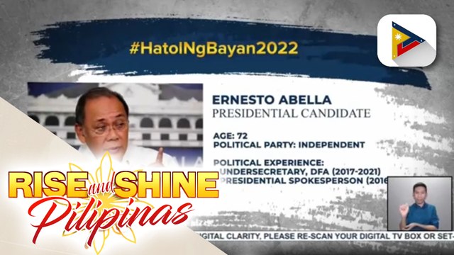 Presidential candidate Ernesto Abella, inilatag ang mga plataporma; Abella, ipinaliwanag din ang plano sa COVID-19 response
