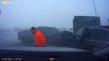 Dash Cam Captures Snowy Crash Scene