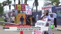 Transportistas protestan por incremento de peaje a S/ 6,30 en vía Evitamiento