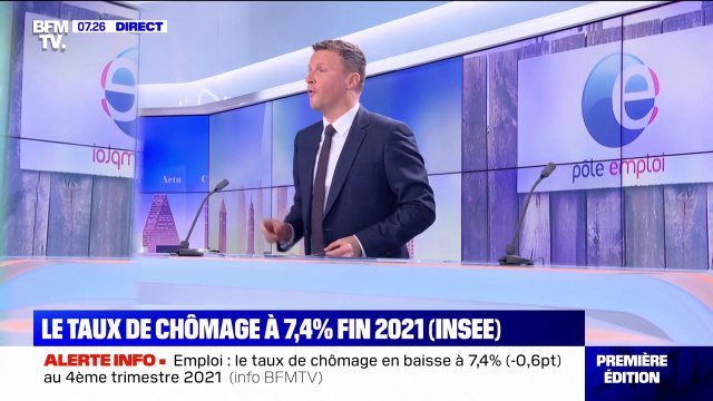Le taux de chômage à 7,4% fin 2021, son plus bas niveau depuis 2008