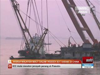 Warga Malaysia maut dalam insiden bot karam di China
