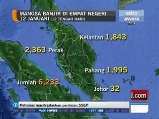 Mangsa banjir di empat negeri (12 Jan, 12 tengahari)