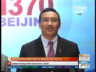 Misi menyelamat MH370 mengatasi politik