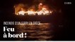 Grèce : les premières images de l'impressionnant incendie d'un ferry en mer Ionienne