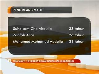 Tiga maut, 10 parah bas terbalik di Jalan Bentong-Raub