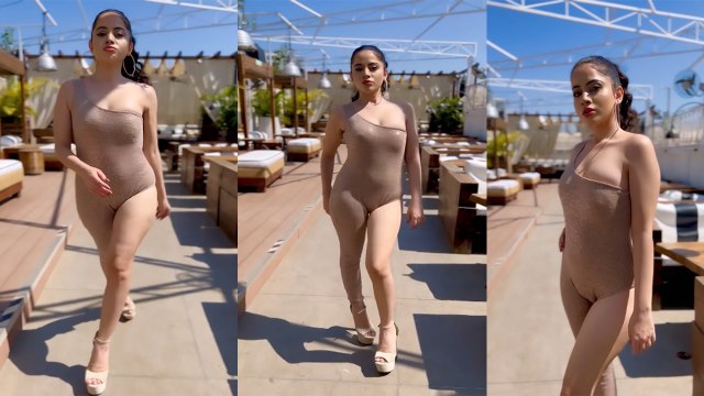 Bigg Boss OTT Fame Urfi Javed ने पहनी न्यूड कलर में अतरंगी ड्रेस, Video देख चकराए Fans | FilmiBeat