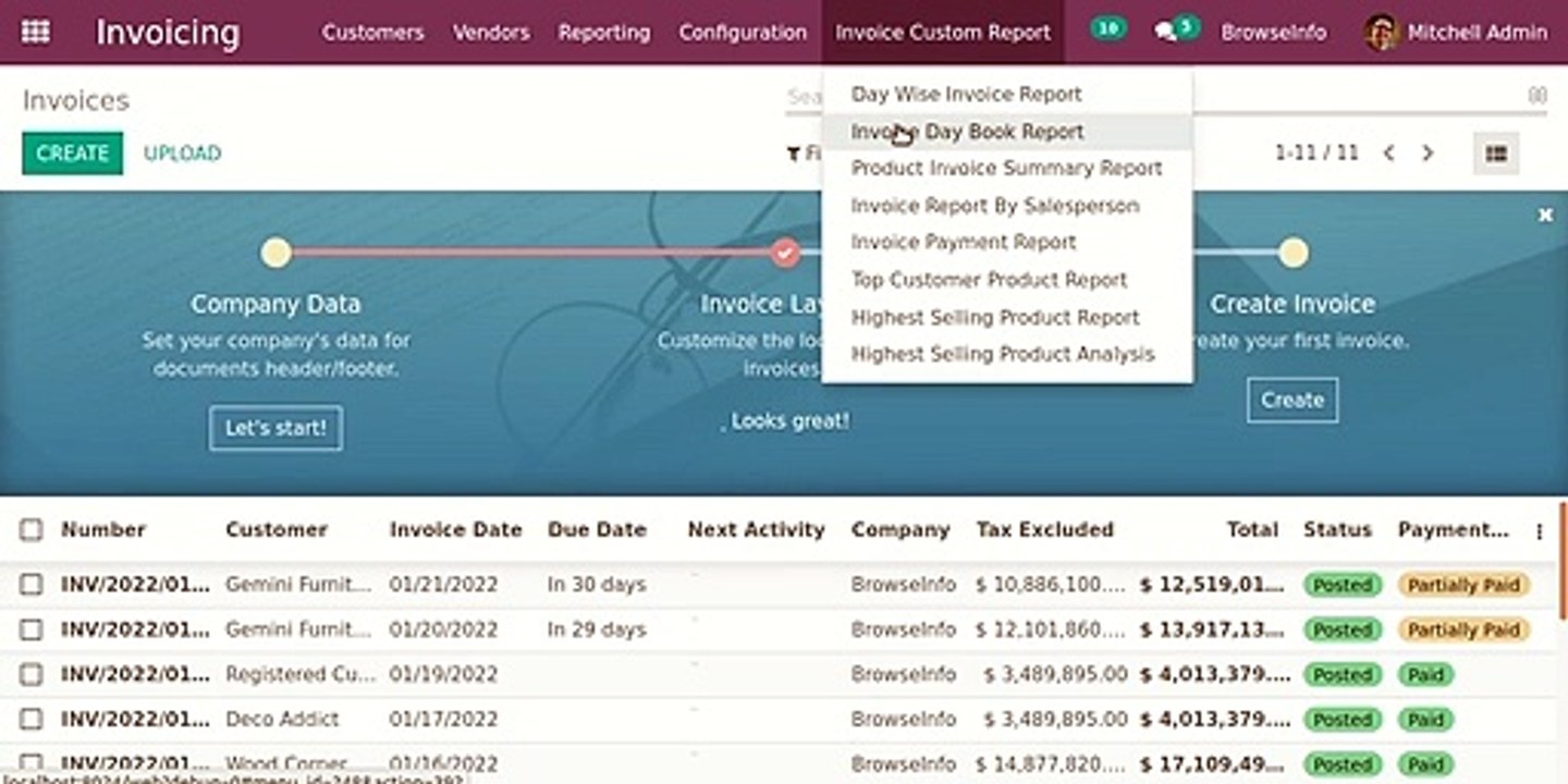 How to print invoice day wise reports, payment report and sales summary reports | Odoo Apps Features