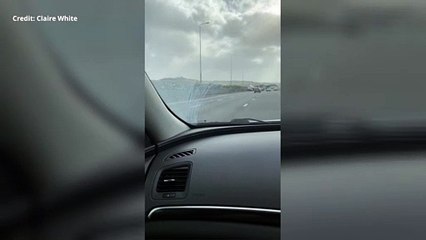 Lorry turned on its side on Medway Bridge as Storm Eunice ravages Kent