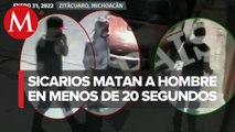 Cámaras de seguridad graban ejecución en Zitácuaro, Michoacán.