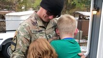 Kids Discover Military Dad's Backpack For Surprise Reunion | Happily TV