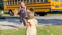 Toddler Runs To Greet Sister Off School Bus Every Day  | Happily TV