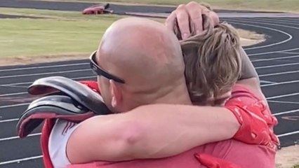 Military Dad Surprises Son At Senior Night Football Game | Happily TV