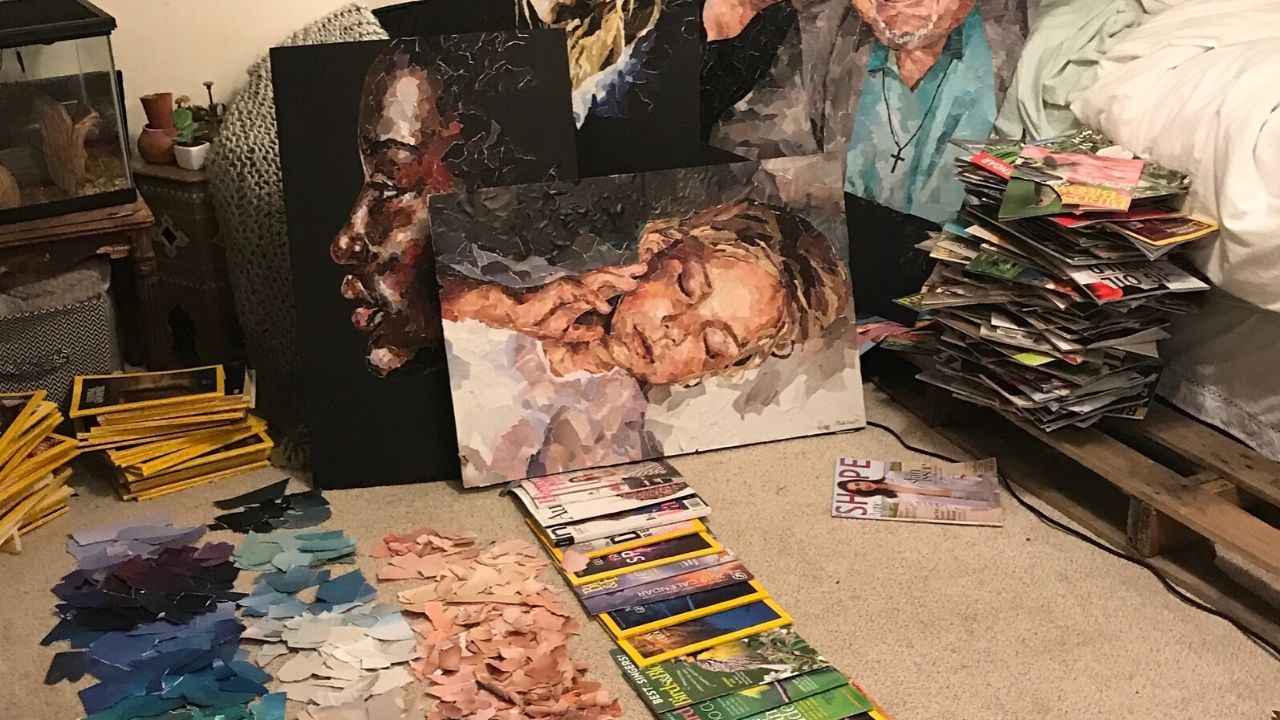 Artist Creates Stunning Mosaics Using Magazines From Childhood | Happily TV