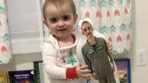 Little Girl's Adorable Reaction To Navy Dad Doll | Happily TV