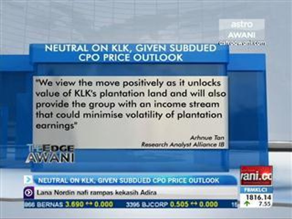 Neutral on KLK, given subdued CPO price outlook