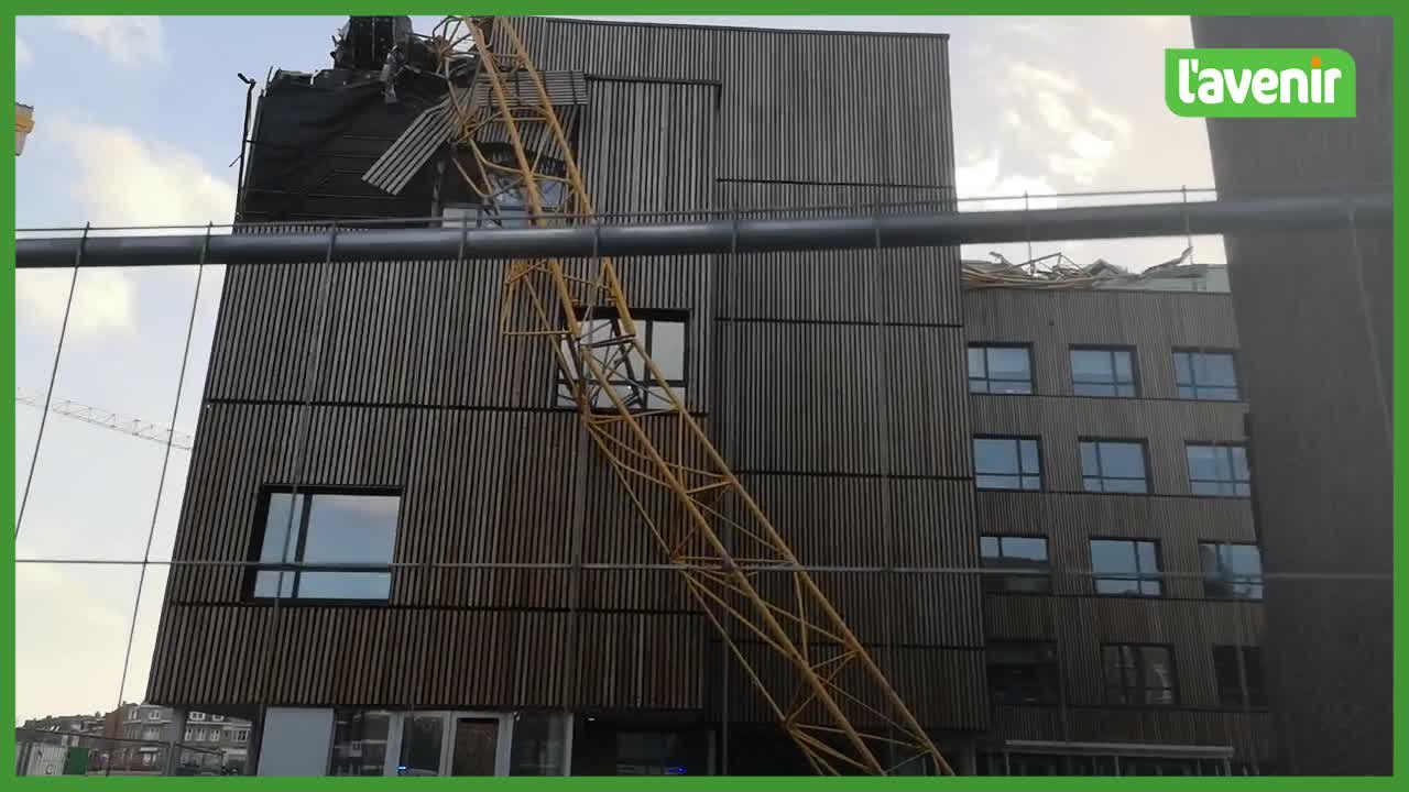 Tempête Eunice en Wapi: une grue s’est abattue sur le nouveau bâtiment du CHwapi à Tournai
