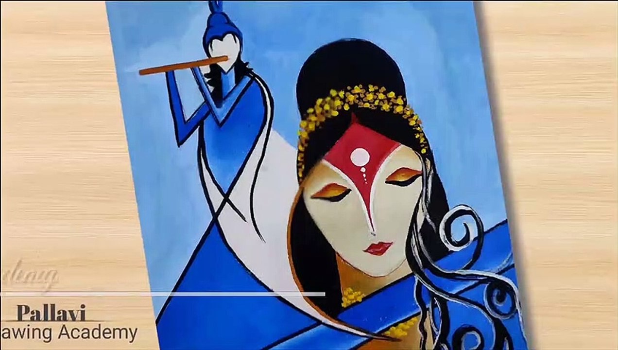 Lord Krishana Painting __ Indian Folk Art with Poster color __ easy step _Pallavi Drawing Academy
