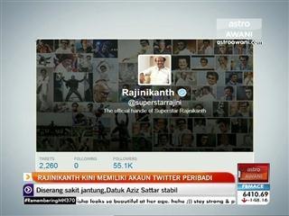 Rajinikanth kini memiliki akaun Twitter peribadi