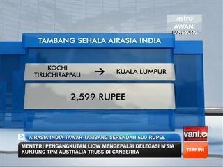 AirAsia India tawar tambang serendah 600 Rupee
