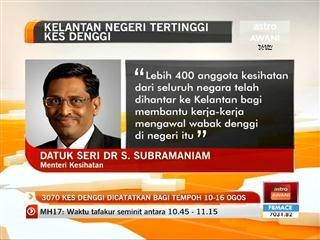 3070 kes denggi dicatat bagi tempoh 10-16 Ogos