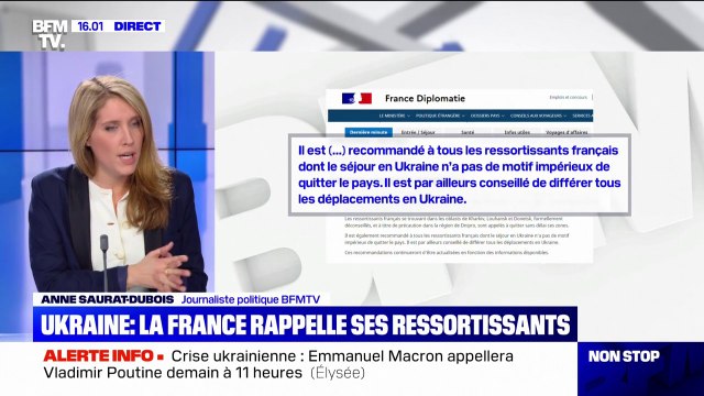 La France appelle ses ressortissants dont le séjour en Ukraine n'a pas de motif impérieux à quitter le pays