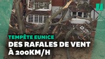 Tempête Eunice: des dégâts impressionnants en France et au Royaume-Uni