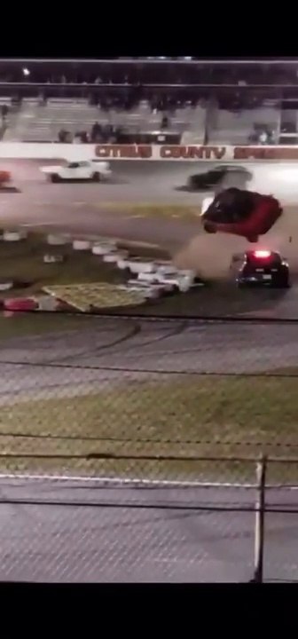 Stock Car Citrus County Speedway 2022 Hard Crash Car Flip On Pace Car