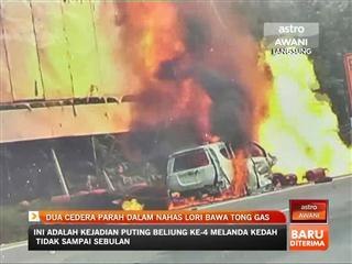 Dua cedera parah dalam nahas lori bawa tong gas