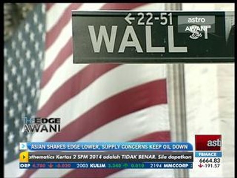 Asian shares edge lower, supply concerns keep oil down