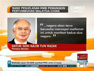 Bank penjelasan RMB pemangkin kepada pertumbuhan Malaysia-China