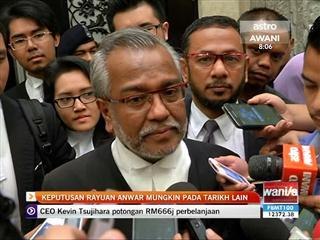 Keputusan rayuan Anwar mungkin pada tarikh lain