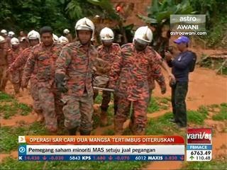 Operasi SAR cari dua mangsa tertimbus diteruskan