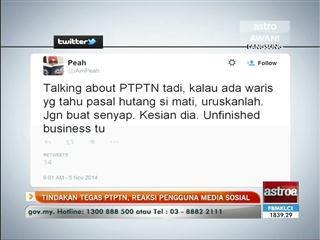 Tindakan tegas PTPTN, reaksi pengguna media sosial
