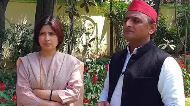 Akhilesh Yadav with wife Dimple cast his vote from Saifai