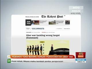 Pemandu teksi berang dengan perkhidmatan Uber Taxi