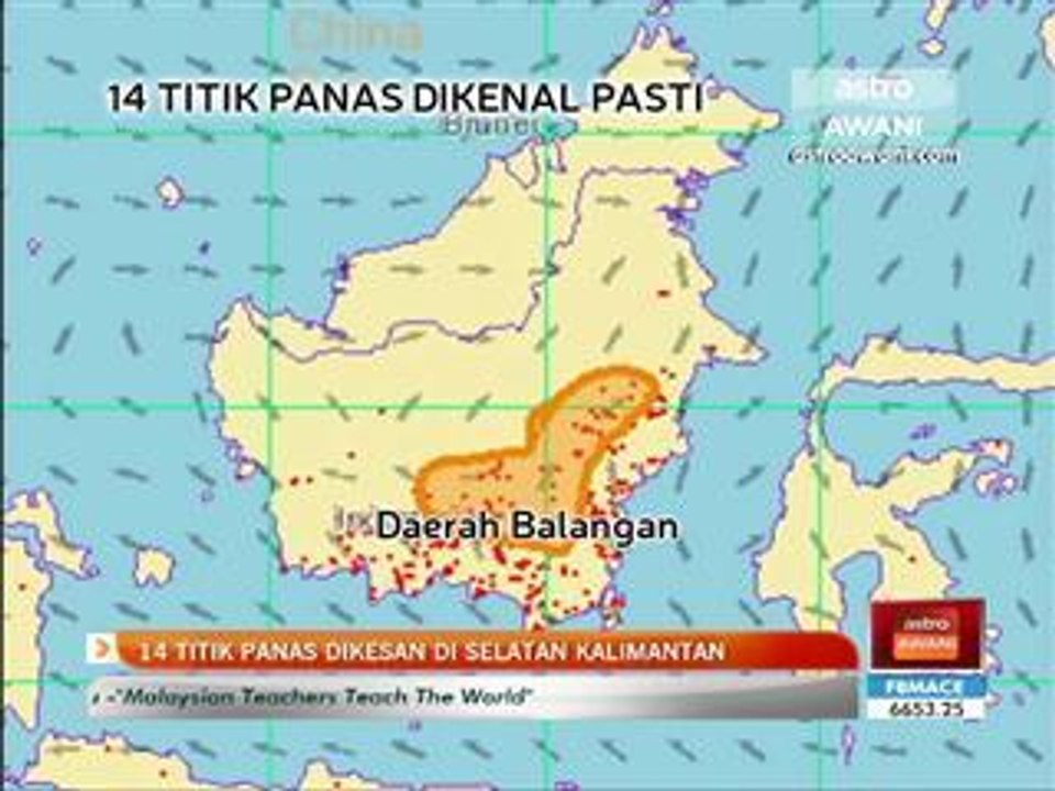 14 titik panas dikesan di selatan Kalimantan