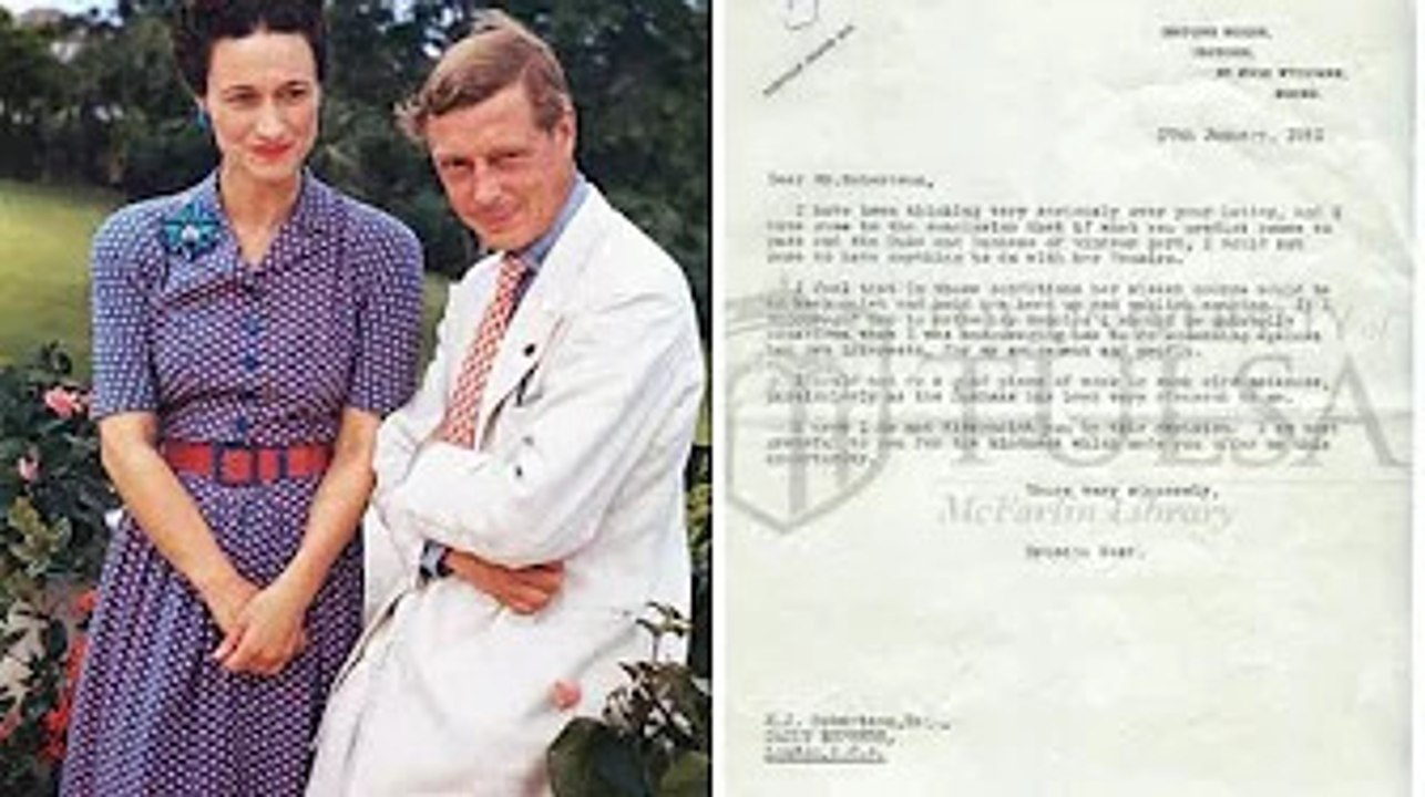 King Edward VIII: Never-before-seen letter exposes breakdown of Wallis Simpson marriage