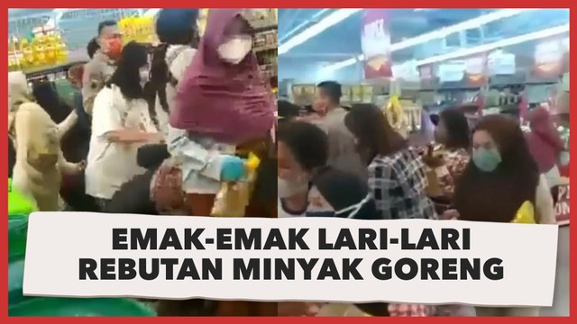 Emak-emak Lari-lari Rebutan Minyak Goreng di Supermarket Mal, Warganet: Para Mafia Ketawa Melihatnya