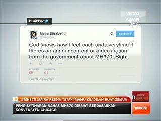 MH370: Maira redha tetapi mahu keadilan buat semua ahli keluarga