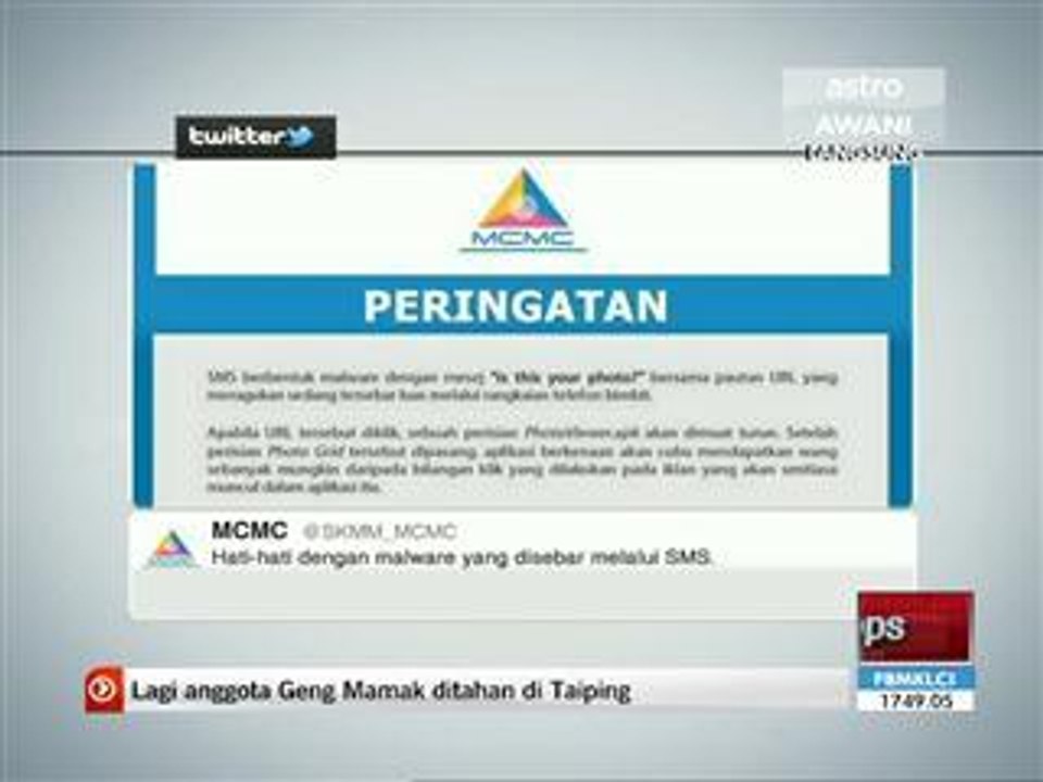 MCMC keluar amaran SMS berbentuk Malware