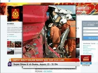 Empat maut dalam nahas bas dan dua lori