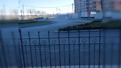 Ters yola girip kavşakta drift attı