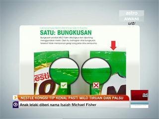 Nestle kongsi tip kenal pasti Milo tiruan dan palsu