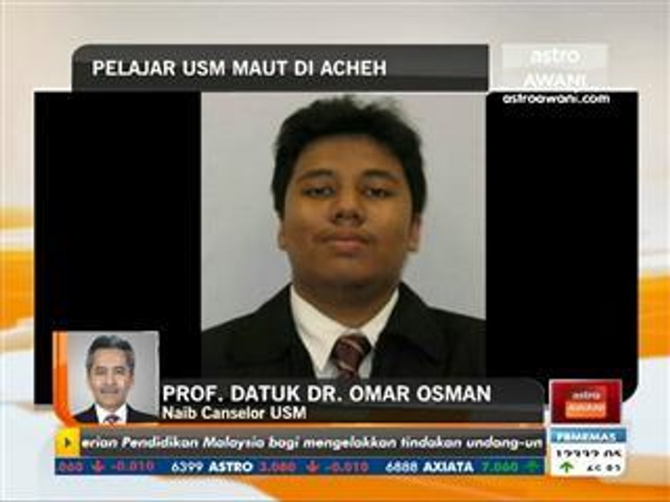 Pelajar USM maut di Acheh